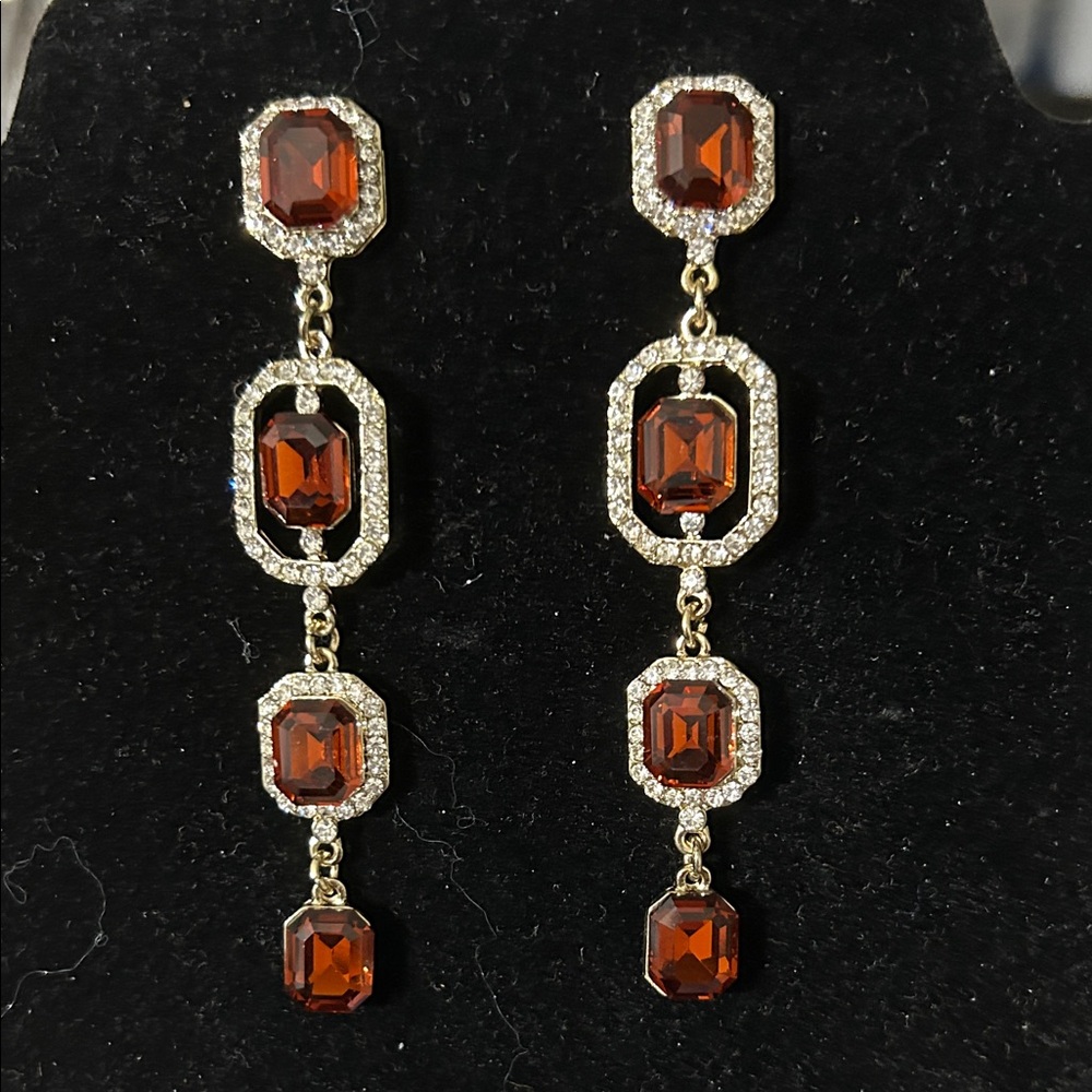 Elegant Gold and Brown Drop Earrings